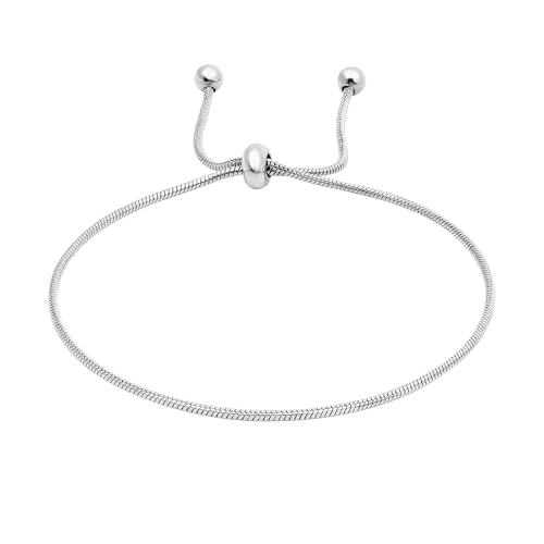 Yowivon Pulseras de Plata, Delicada y Bonita Pulsera de Cadena Deslizante Ajustable, Minimalista Pulsera de Eslabones Finos, Moda de Plata sin Barniz Regalos de Joyería para Mujeres