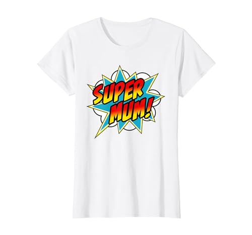 Image of Super Mum Comic Book Superhero Mother's Day T-Shirt, Women, White, XX-Large