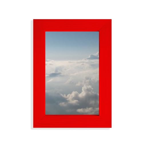 Cadre photo gris ciel blanc nuages style art déco rouge