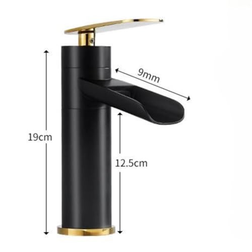 Grifo de lavabo cascada negro oro antimanchas para solucionar salpicaduras 2