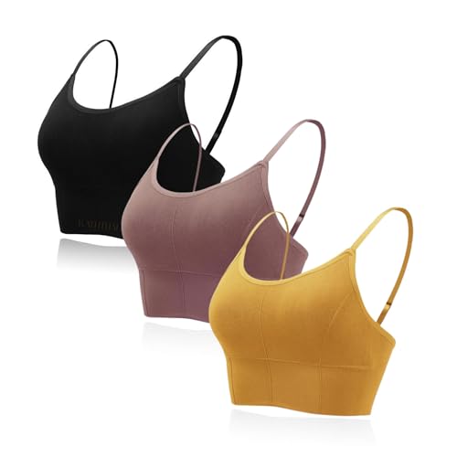 Image of Kaththai Women Cotton Padded Wire-Free Sports Bra with Adjustable Straps Soft Padded Push-Up Bra for Yoga, Fitness (Free Size Bra Fit Up to 28,30,32,34)