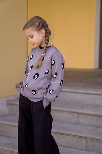 Danna Belle Girls Fall Long Sleeve Crew Neck Leopard Pullover Christmas Sweaters 5-12Years3