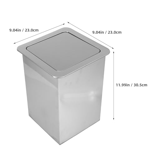 Caneca empotrada de acero inoxidable con tapa abatible miniatura 2
