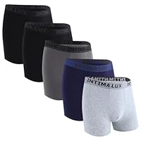 INTIMALUX Boxer Uomo Cotone da 5 Pezzi, Mutande Uomo Boxer, Fascia Elastica Larga, Senza Etichette Irritanti, Comodi e Traspiranti, Taglie S-2XL(S-Colori Misti)