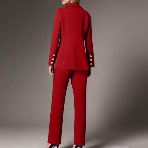 2 Piece Sets for Women Pants Suits Dressy Business Casual Outfits Straight Leg Pant Professional Blazers Work Office3