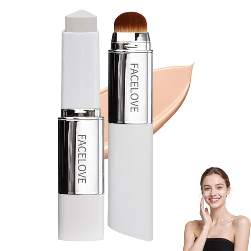 FACELOVE Foundation Stick mit Pinsel Intelligente Farbwechsel Foundation für Reife Haut 2-in-1 Makeup Stick mit LSF 15 Deckendes Make Up für ein natürliches Strahlen (Natürlich)