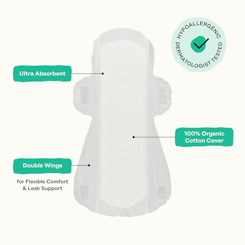 Image of The Honey Pot Company - Herbal Sanitary Pads for Women - Heavy Flow w /Wings - Infused w /Essential Oils for Cooling Effect & Organic Cotton Cover - Feminine Care - 16 ct