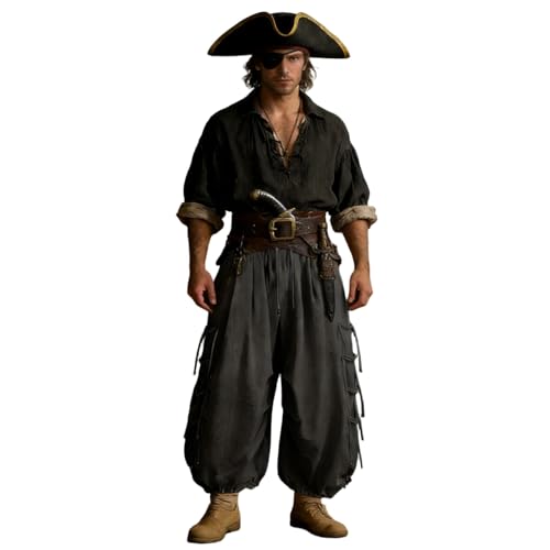 Pantalon viking Renaissance pour homme costume cosplay pirate steampunk couleur unie
