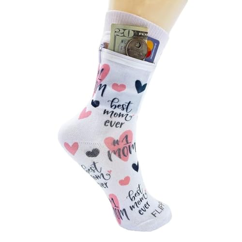 Image of Zipper Sock Wallet - Cotton & Polyester Zipper Socks with Pockets - Fits shoe size 6-13