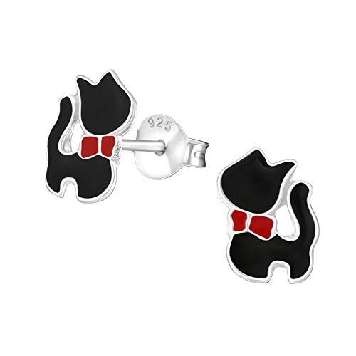 Preisvergleich Produktbild Monkimau Mädchen Ohrringe Katze Ohrstecker aus 925 Sterling Silver echt Silber