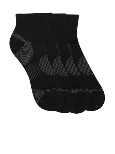 Columbia Men's 2 Pack Balance Point Walking Quarter Socks, Black, Shoe Size 6-12