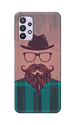 Image of PRINTFIDAA Man Icon with Beard Shirt Hipster Printed Designer Hard Case for Samsung Galaxy M32 5G Back Cover -(e) RPM1001