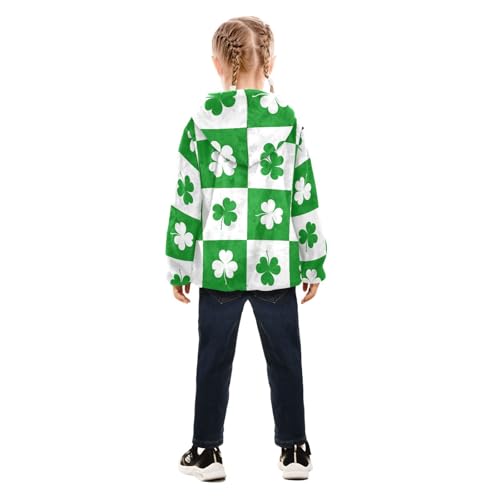 OTVEE St Patricks Clover Plaid Kids Hoodie Jacket Fall Spring Full Zip Warm Outwear Coat4