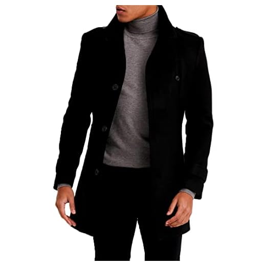 Leif Nelson Kappa herr jacka kort kappa smal passform ullrock övergångsjacka herr vinter trenchcoat lång fritidsjacka, svart, XXL