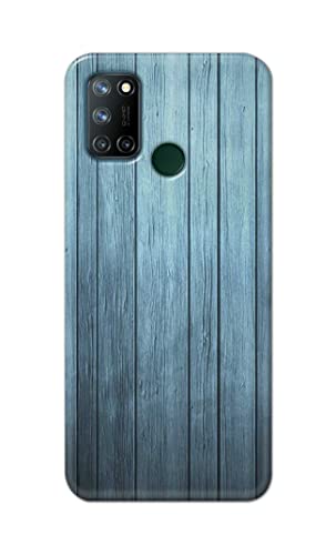 Image of Printed Hard Back Cover Case for Realme 7i Back Cover (Wooden Blue) -1302