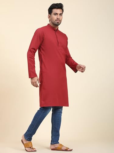 Image of SKAVIJ Mens Cotton Casual Wear Everyday Use Modern Kurta