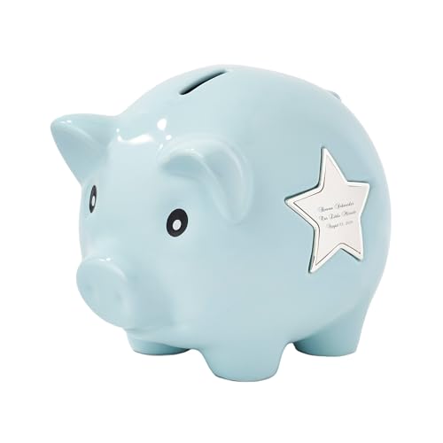 Engraved Ceramic Piggy Bank in Light Blue (Free Customization) - Things Remembered