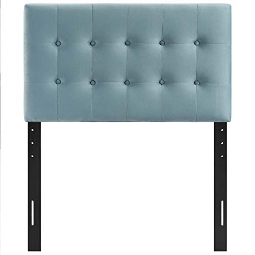 Image of Modway Emily Twin Biscuit Tufted Performance Velvet Headboard, Light Blue