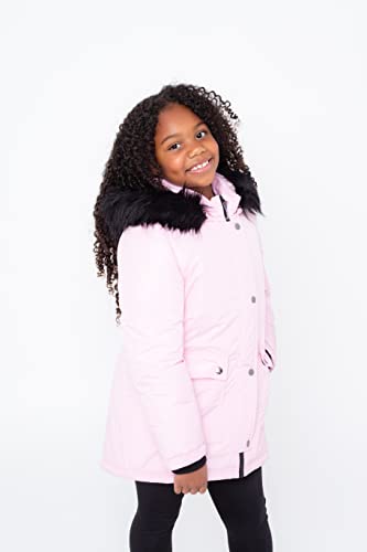 Image of Juicy Couture Girls Coat, Faux Fur Hooded Winter Jacket, Warm Padded Parka Hoodie, Kids Heavyweight Winter Coat