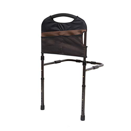 Stander Stable Adult Home Bed Rail - Elderly Support Bed Handle + Adustable Legs Floor Support & Pouch