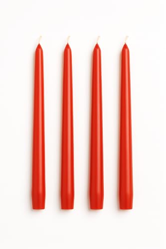 Dinil Red Taper Candles - 10 Inch Unscented Dripless Smokeless Candlesticks Set of 4 | Perfect for Fall Halloween Thanksgiving Dinner Wedding and Party Decoration
