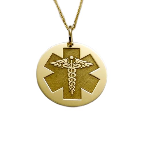 Pendentif pièce gravée symbole médical collier chaîne argent plaqué or