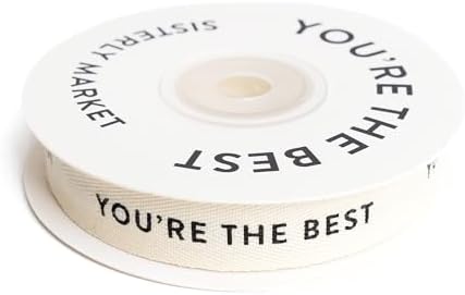 Custom Herringbone Cotton Ribbon, Natural 5/8 Inch Gift Ribbon wi...