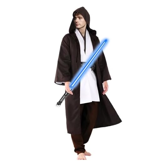 Aniepaa Disfraz Halloween Adulto, Capa Halloween Disfraz Medieval, Disfrazs Hombre Adulto con Sable Láser Azul, Túnica Capucha Capucha Medieval Capuchas Carnaval Halloweens Cosplay Set para Adultos