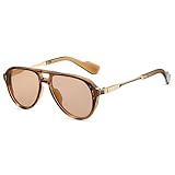 TruFabV Vintage Retro 70s Sunglasses for Women Men, Fashion Disco Glasses, Double Bridge Aviators (Brown)