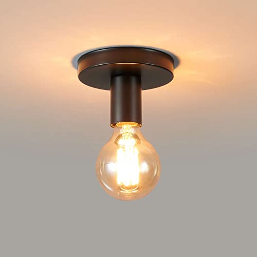 Lightsjoy Spot Plafond Design Rétro Applique Mural Industriel Intérieur Plafonnier en Métal Noir Eclairage Plafond Salon Chambre Douille E27 Ø12cm (sans ampoule) Cover