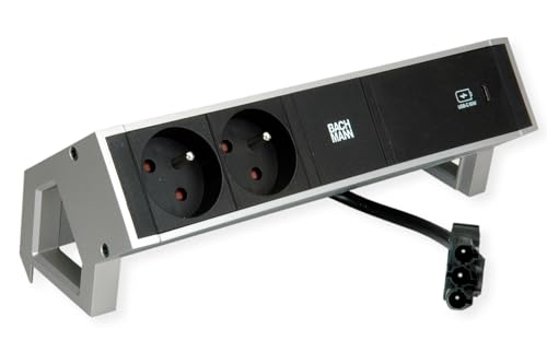 BACHMANN DESK2 2xUTE 1xUSB C 60W 0.2m GST18 INOX