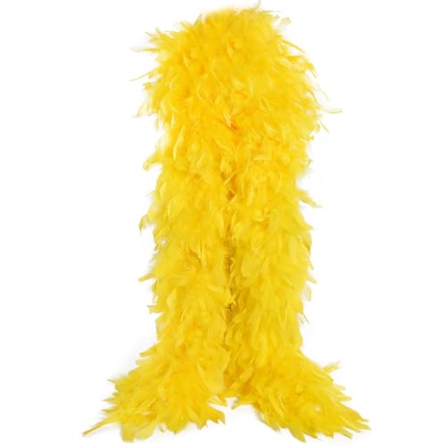 THARAHT Yellow Chandelle Turkey Feather Boa 2 Yards 38g for DIY Craft Home Dancing Wedding Party Halloween Costume Decoration Feather Boa