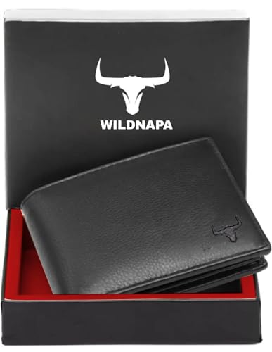 Image of WILD NAPA RFID Protected Brown Genuine Leather Wallets for Men (B-Black)