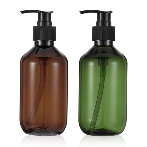 YUXIANLB Lot de 2 flacons à pompe vintage - Bouteilles distributeurs de haute qualité vides pour savon liquide, shampoing, gel douche - Élégants...