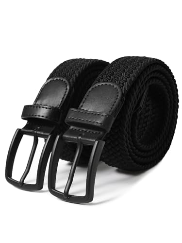 Rosyline Belt for Men Mens Stretch Canvas Braided Belts 2Pack