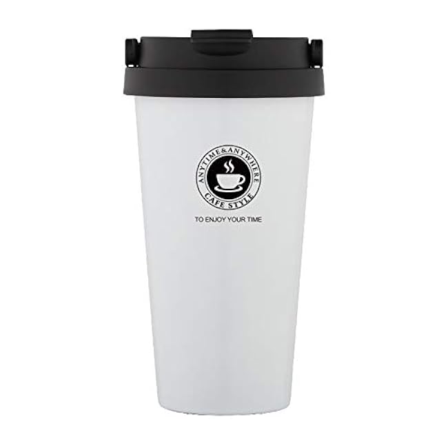 16oz Travel Coffee Mug Stainless Steel Thermo Tumbler Cups Double Wall Vacuum Insulated Mug with Lid & Handle (White)