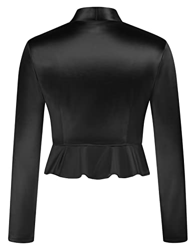 Belle Poque Women's Vintage Cropped Shrug Open Front Long Sleeve Ruffled Bolero Cardigan for Dress S-2XL3