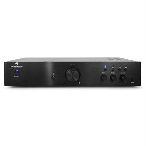 Auna Av2-Cd508 Amplificatore Hi-Fi finale di potenza (600 Watt Rms, Rca, Aux, equalizzatore a 2 bande, telecomando incluso) nero