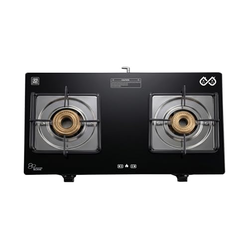 Thermador Orchid Black Gas Stove (2 Burner) | Toughened Glass Top | Manual Ignition | Spill-Proof Design | Heavy Duty Pan Support | ISI Certified