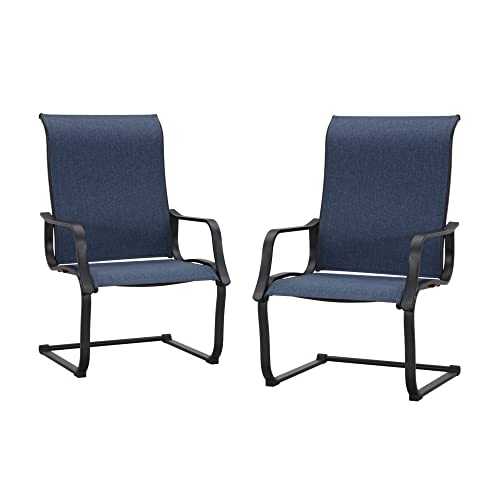 Image of LOKATSE HOME 2 Pieces Patio Dining Armchairs C Spring Motion Chairs Outdoor Metal Set for Garden Backyard Poolside
