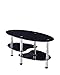 Oval-Shaped Glass Tea Table for Office, 3-Tier Modern Coffee Table, End Table for Living Room (Black)