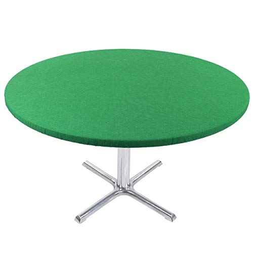 Jigitz Round Game Table Cover Fitted Table Cloth - 36In To 48In Elastic Fit Green Felt Poker Table Cover Protector #TOP1
