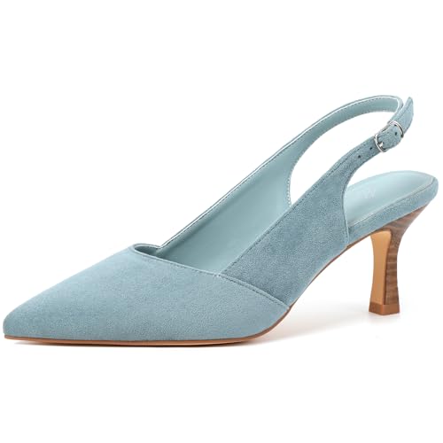 Image of Mostrin Kitten Heels for Women Slingback Pointed Closed Toe Heels Women's Pumps Shoes for Wedding, Party, Commuting