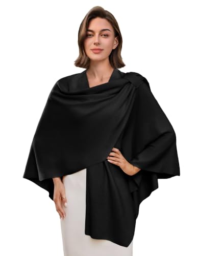 Image of PULI Womens Cross Front Poncho Shawl Wrap Elegant Wedding Formal Gift