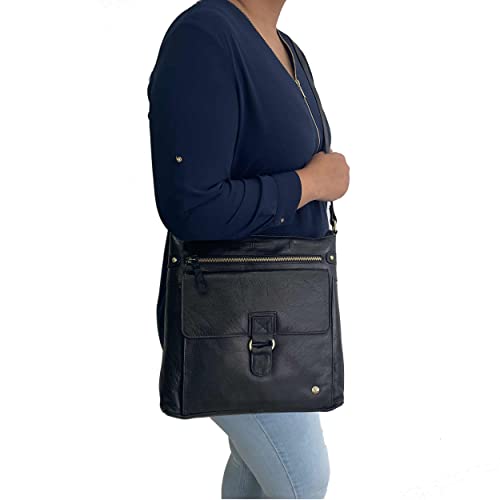 Shirley Large Soft Real Leather Womens Crossbody Handbags and Purses-Triple Zip Sling Crossover Shoulder Bag2