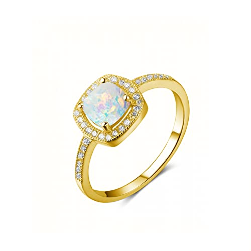 YDD Opal Rings for Women Opal and Moissanite Engagement Rings for Women 10K 14K 18K White/Yellow/Rose Gold Opal Engagement Wedding Ring October Birthstone Ring Anniversary Promise Ring Free Engraved2