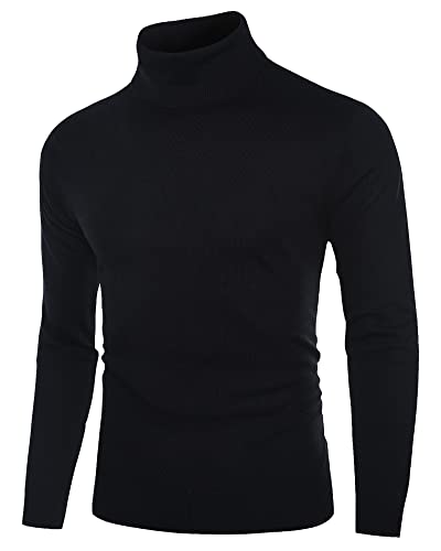 Kallspin Men's Turtle Neck Sweaters Wool Blended Lightweight Long Sleeve High Neck Pullovers4
