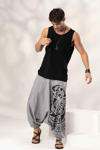 Image of The Veshti Company Printed Harem Pants for Men's Cotton Hippie Style Baggy Boho Yoga Pajama Pant with Pocket