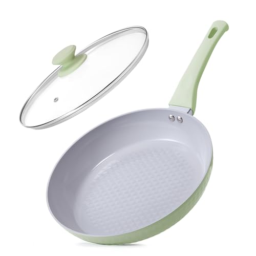 Image of KOKHUB Non Stick Frying Pan with Lid, 28 cm Ceramic Frying Pan, Sage Green