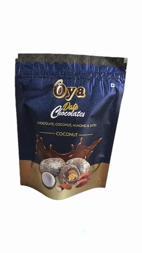 Oya Chocolate Crunchy Almond Dates — Pemium Chocolate Dates With Crunchy Almond (Coconut Chocolates, 1kg) Healthy guilt-free snack | Dates filled with crunchy Nuts.